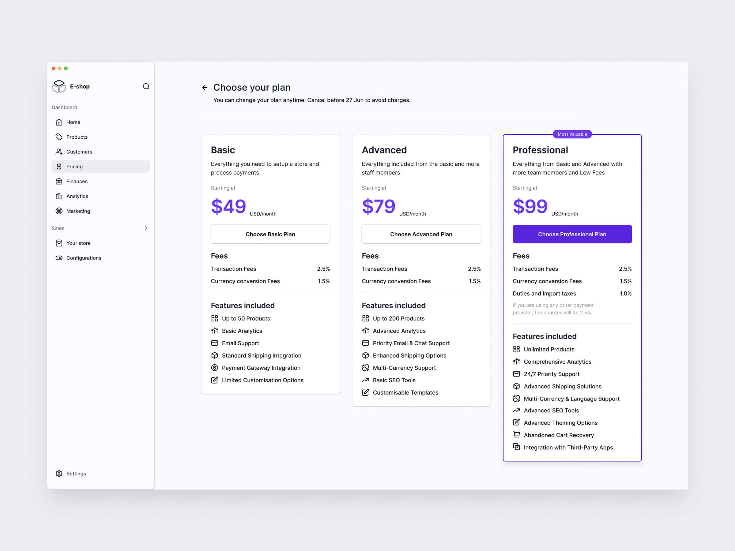 Dashboard Sales Page